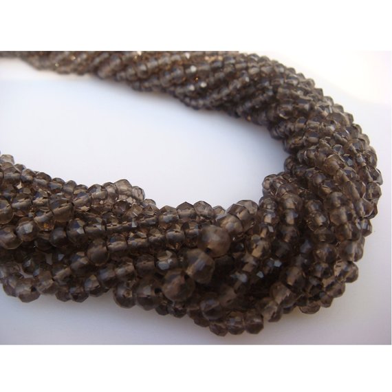 3mm Smoky Quartz Faceted Rondelle Beads, Smoky Quartz Micro Faceted Rondelles, Smoky Quartz Beads For Jewelry (1st To 5st Options)