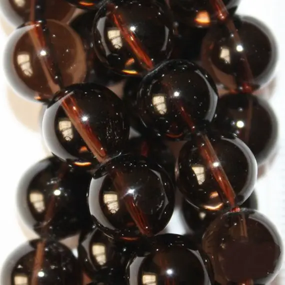 Genuine Smokey Quartz Beads - Round 10 Mm Gemstone Beads - Full Strand 16", 39 Beads, Aa Quality