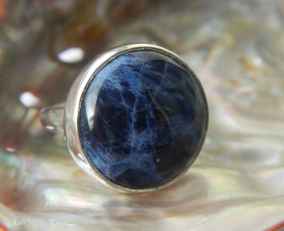 Sodalite Ring In Sterling Silver, Midnight Blue