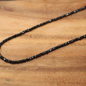 Black Spinel Necklace, Black Spinel Jewelry, Sterling Silver, Minimalist, Beaded, Layering Necklace | Natural genuine Spinel necklaces. Buy crystal jewelry, handmade handcrafted artisan jewelry for women.  Unique handmade gift ideas. #jewelry #beadednecklaces #beadedjewelry #gift #shopping #handmadejewelry #fashion #style #product #necklaces #affiliate #ad