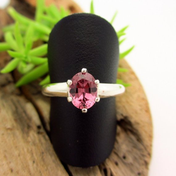 Spinel  Ring In Sterling Silver, Medium Purple-pink Gemstone