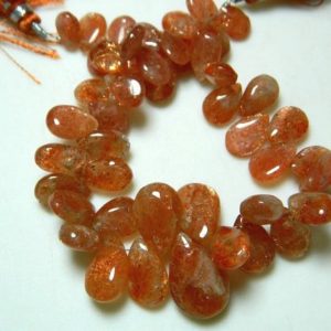 Shop Sunstone Bead Shapes! 16x9mm To 8x12mm Each, Sunstone Plain Pear Briolettes, Sunstone Pear Beads, 22 Pieces Approx Sunstone Plain Briolettes For Jewelry | Natural genuine other-shape Sunstone beads for beading and jewelry making.  #jewelry #beads #beadedjewelry #diyjewelry #jewelrymaking #beadstore #beading #affiliate #ad