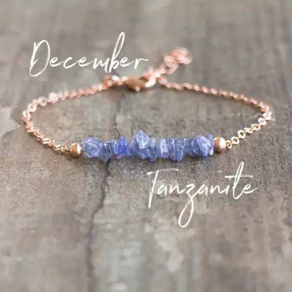 Tanzanite Bracelet, Raw Crystal Bracelets For Women, Gemstone Jewelry, December Birthstone Bracelet