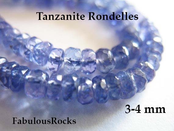 10-100 Pcs / Tanzanite Rondelles Gemstone Beads, Luxe Aaa, 3-4 Mm, Faceted / Periwinkle Blue, Bridal Exotic Gem December Birthstone 34