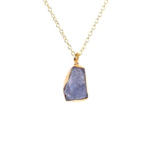Tanzanite necklace – purple crystal necklace – A gold bezel set raw purple tanzanite hanging from a 14k gold vermeil chain | Natural genuine Array jewelry. Buy crystal jewelry, handmade handcrafted artisan jewelry for women.  Unique handmade gift ideas. #jewelry #beadedjewelry #beadedjewelry #gift #shopping #handmadejewelry #fashion #style #product #jewelry #affiliate #ad