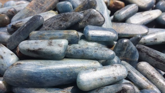 Three (3) Blue Kyanite Tumbled Stones Medium/large Natural Tumble Stones