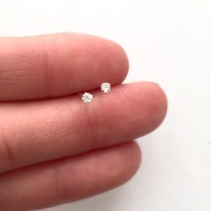 Super tiny micro crystal diamond earring/ nose stud 1.2mm 1.7mm sterling silver/gold, dainty earrings, stud earrings, 22 gauge | Natural genuine Gemstone jewelry. Buy crystal jewelry, handmade handcrafted artisan jewelry for women.  Unique handmade gift ideas. #jewelry #beadedjewelry #beadedjewelry #gift #shopping #handmadejewelry #fashion #style #product #jewelry #affiliate #ad