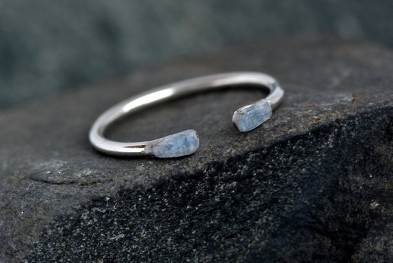 Adjustable Blue Kyanite Ring. Orange Gemstone Ring. Unique Kyanite Ring. Blue Kyanite Ring. Adjustable Raw Rough Blue Kyanite Wedding Ring