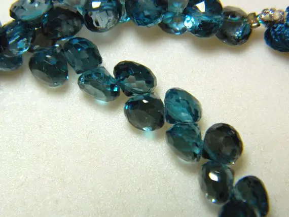 7mm London Blue Topaz Beads Faceted Onion Briolette Beads, London Blue Faceted Onion Beads For Jewelry (5pcs To 10pcs Options)