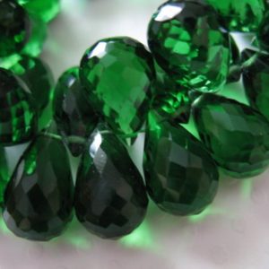 2-20 pcs / Emerald QUARTZ Green Tourmaline Briolettes Beads Tear Drops Teardrops / Large 13-14 mm / May October Birthstone bsc74 solo bgg | Natural genuine other-shape Green Tourmaline beads for beading and jewelry making.  #jewelry #beads #beadedjewelry #diyjewelry #jewelrymaking #beadstore #beading #affiliate #ad