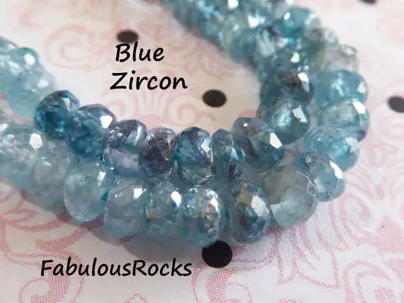 Blue Zircon Roundels Gemstones Loose Rondelle Beads, 3.5-4 Mm, Faceted Zircon Gems Luxe Aaa Natural Semiprecious Gem 34