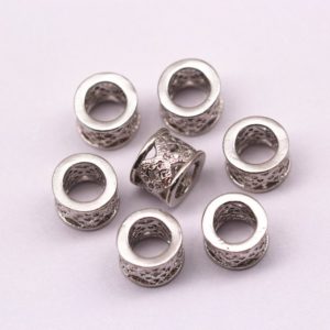 Silver Micro Pave Zircon Cylinder Shape Charm Size 8x7mm Sold per Piece | Natural genuine other-shape Zircon beads for beading and jewelry making.  #jewelry #beads #beadedjewelry #diyjewelry #jewelrymaking #beadstore #beading #affiliate #ad