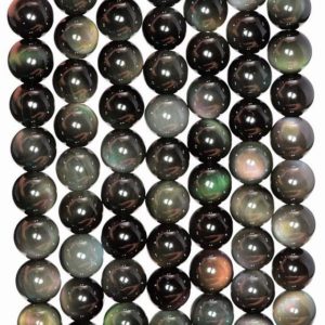 Shop Rainbow Obsidian Beads! 6mm Rainbow Obsidian Gemstone Grade AAA Round Loose Beads 15.5 inch Full Strand (80005792-480) | Natural genuine round Rainbow Obsidian beads for beading and jewelry making.  #jewelry #beads #beadedjewelry #diyjewelry #jewelrymaking #beadstore #beading #affiliate #ad