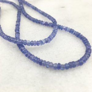 Shop Tanzanite Rondelle Beads! AAA Tanzanite Exotic Faceted Genuine Rondelles Hill Tribe Silver & Sterling Silver Statement Necklace-December Birthstone/24th Ann. Gem | Natural genuine rondelle Tanzanite beads for beading and jewelry making.  #jewelry #beads #beadedjewelry #diyjewelry #jewelrymaking #beadstore #beading #affiliate #ad