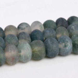Shop Agate Rondelle Beads! Matte Botanical Moss Agate Beads Grade AAA Genuine Natural Gemstone Rondelle Loose Beads 6x4MM 8x5MM Bulk Lot Options | Natural genuine rondelle Agate beads for beading and jewelry making.  #jewelry #beads #beadedjewelry #diyjewelry #jewelrymaking #beadstore #beading #affiliate #ad