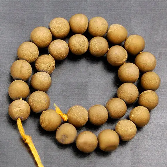 Agate Druzy Beads, Metallic Bronze Druzy Beads, Bronze Beads, Brown Gemstone Beads, Round Natural Beads, 6mm 8mm 10mm 12mm 14mm 16mm