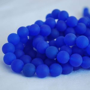 Shop Agate Round Beads! Blue Agate FROSTED MATTE Round Beads – 4mm, 6mm, 8mm, 10mm sizes – 15" Strand | Natural genuine round Agate beads for beading and jewelry making.  #jewelry #beads #beadedjewelry #diyjewelry #jewelrymaking #beadstore #beading #affiliate #ad