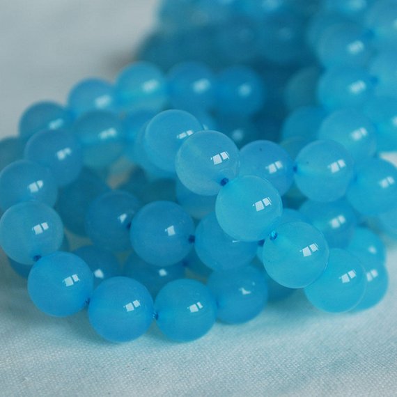 Light Blue Agate Round Beads - 4mm, 6mm, 8mm, 10mm Sizes - 15" Strand -  Semi-precious Gemstone