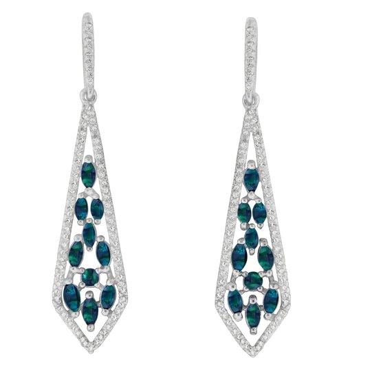 Alexandrite Earring-natural Alexandrite With Diamonds Sets In 14k White Gold With Certifcate !! Free Shipping In The Usa