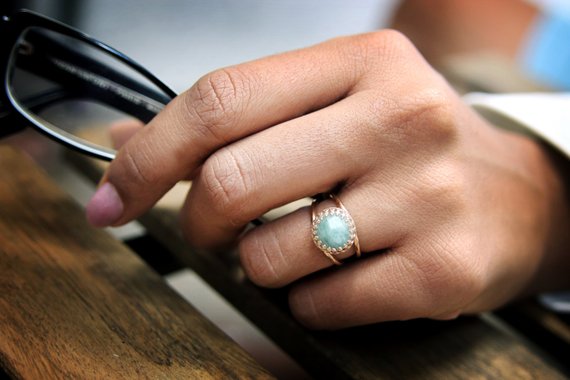 Rose Gold Ring · Amazonite Ring · Sky Blue Ring · Gemstone Ring · 14k Solid Gold Ring · Custom Rings · Anniversary Gift · Promise Ring