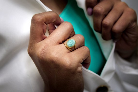 Stunning Amazonite Ring · Bright Blue Gemstone Ring · Vintage Ring · Gold Oval Gem Ring · Gift For Mom · Mother's Day Gift · Gemstone Ring