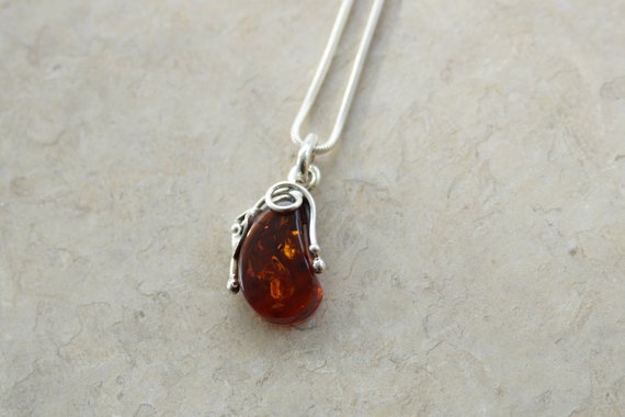 Amber 925 Pendant // Amber Pendant Sterling Silver // Polish Amber Pendant Silver // Baltic Amber Pendant  // Amber Jewelry