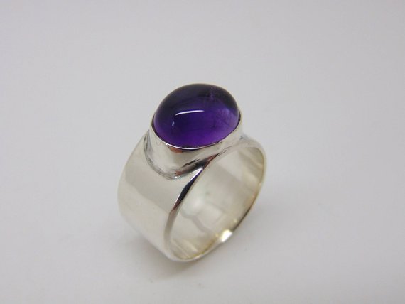 Sterling Silver Amethyst Ring - Amethyst Jewellery - Silver Jewellery - Purple Stone - Minimalist Jewellery  - Us Size 7 - Uk Size N