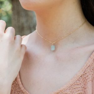 Tiny raw blue aquamarine gemstone pendant choker necklace in gold, silver, bronze or rose gold. 12" chain with 2" extender. March birthstone | Natural genuine Array jewelry. Buy crystal jewelry, handmade handcrafted artisan jewelry for women.  Unique handmade gift ideas. #jewelry #beadedjewelry #beadedjewelry #gift #shopping #handmadejewelry #fashion #style #product #jewelry #affiliate #ad