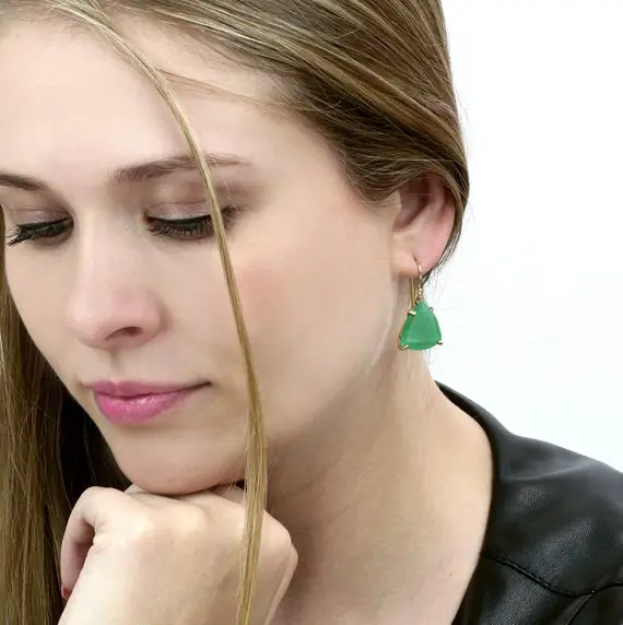 Green Aventurine Earrings · Gold Earrings · Gold Stone Earrings · Precious Earrings · Green Earrings · Dangle Earrings