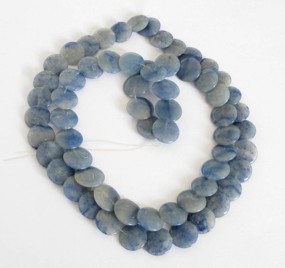 16mm Blue Aventurine Beads, 16mm Stacking Coin Blue Aventurine Bead Strand, Full Strand, Natural Gemstone, 16mm Aventurine, Ave205
