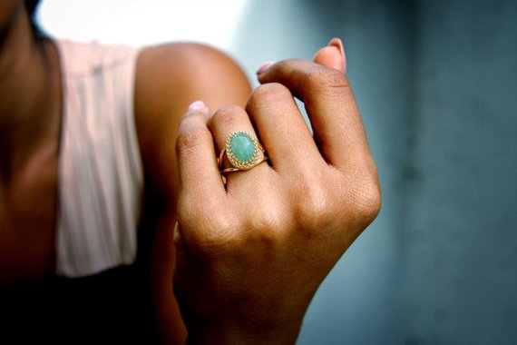 Green Aventurine Ring · Green Ring · Semiprecious Ring · Gemstone Ring · Oval Ring · Double Band Ring · Girlfriend Gift · Handmade Ring