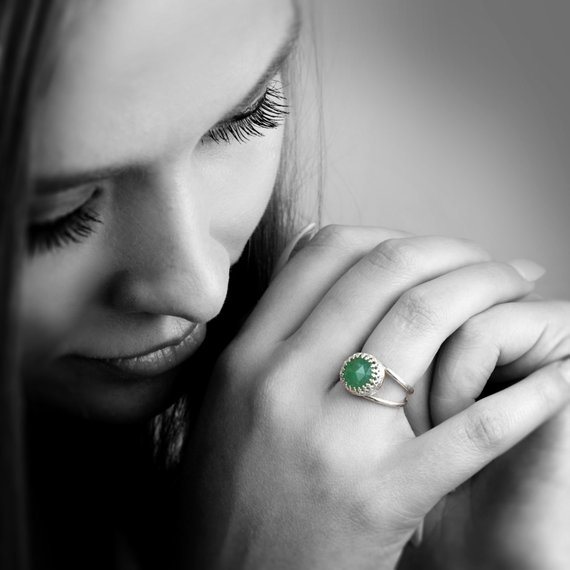 Green Ring · Aventurine Ring · Sterling Silver Ring · Mom Birthday Gift · 21st Birthday Gift · Best Friend Gift · Mother's Day Gift