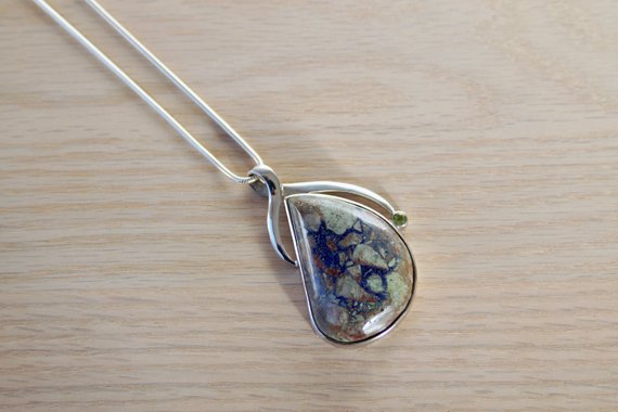 Azurite Pendant // Azurite Necklace // Azurite // Multicolored Pendant // Sterling Silver