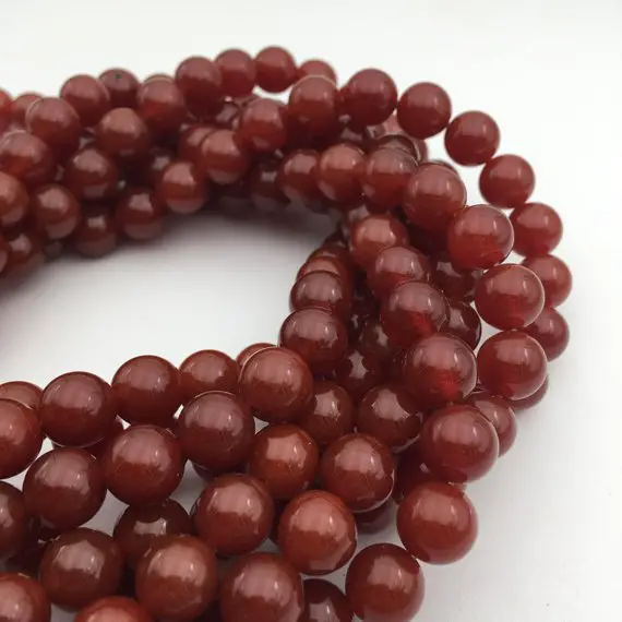 Carnelian Smooth Round Beads 4mm 6mm 8mm 10mm 12mm 15.5" Strand