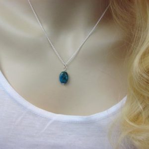 Shop Chrysocolla Jewelry! Chrysocolla Pendant Necklace in Sterling Silver | Natural genuine Chrysocolla jewelry. Buy crystal jewelry, handmade handcrafted artisan jewelry for women.  Unique handmade gift ideas. #jewelry #beadedjewelry #beadedjewelry #gift #shopping #handmadejewelry #fashion #style #product #jewelry #affiliate #ad