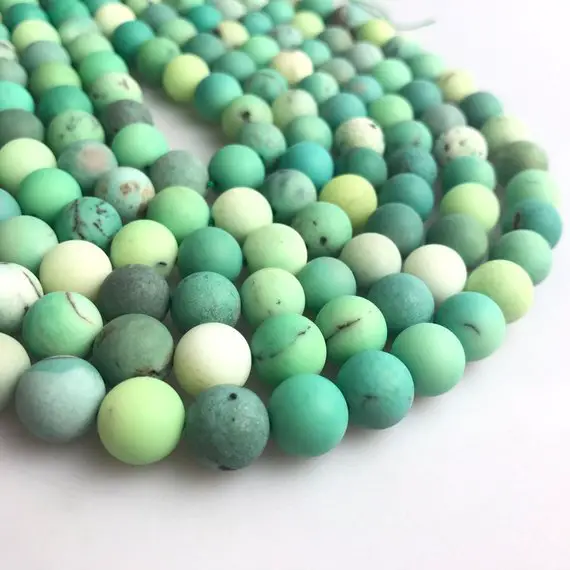 Natural Chrysoprase Matte Round Beads 4mm 6mm 8mm 10mm 15.5" Strand