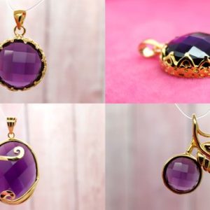 Shop Citrine Faceted Beads! Natural Amethyst Pendant, Purple Amethyst Faceted Oval Round Shape Gemstone with Gold Plated Pendant for Man Woman Necklace | Natural genuine faceted Citrine beads for beading and jewelry making.  #jewelry #beads #beadedjewelry #diyjewelry #jewelrymaking #beadstore #beading #affiliate #ad
