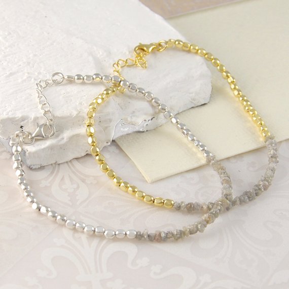 Rough Diamond Bracelet Gold Diamond Bracelets Silver Bracelet Stacking Bracelet Friendship Bracelet Diamond Jewelry