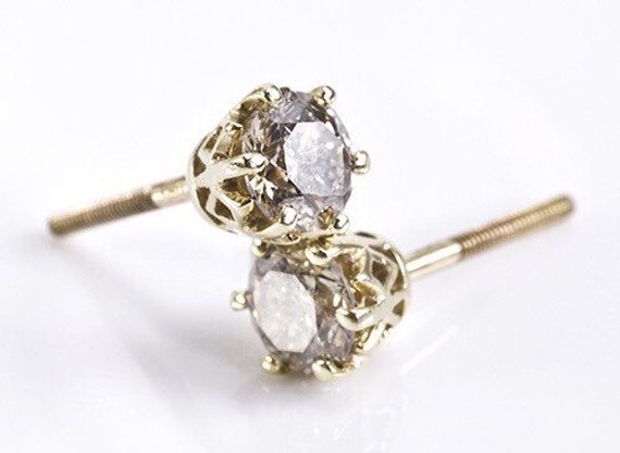 1 Ct Diamond Earrings-yellow Gold Earrings-diamond Stud Earrings-diamond Earrings For Women-round Diamond Earrings-anniversary Present