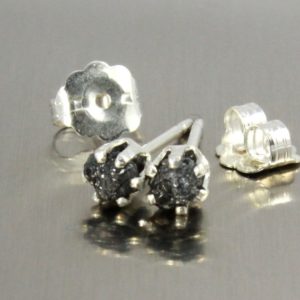 3mm Rough Diamonds in Sterling Silver – Post Earrings – Small Stud Earrings – Uncut Raw Diamonds | Natural genuine Gemstone earrings. Buy crystal jewelry, handmade handcrafted artisan jewelry for women.  Unique handmade gift ideas. #jewelry #beadedearrings #beadedjewelry #gift #shopping #handmadejewelry #fashion #style #product #earrings #affiliate #ad