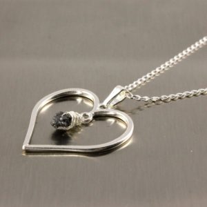Heart Necklace – Rough Diamond -Mother's Day Gift – Sterling Silver Heart Charm – April Birthstone Gift Idea – Romantic Gift – Gift For Her | Natural genuine Gemstone necklaces. Buy crystal jewelry, handmade handcrafted artisan jewelry for women.  Unique handmade gift ideas. #jewelry #beadednecklaces #beadedjewelry #gift #shopping #handmadejewelry #fashion #style #product #necklaces #affiliate #ad