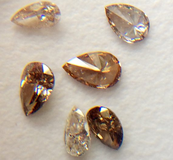 Cognac Pear Shaped Faceted Rough Diamond, 2.5x4-3x5mm Natural Champagne Pear Shaped Brilliant Cut Diamond For Jewelry (3pcs To 6pcs)-puspd36