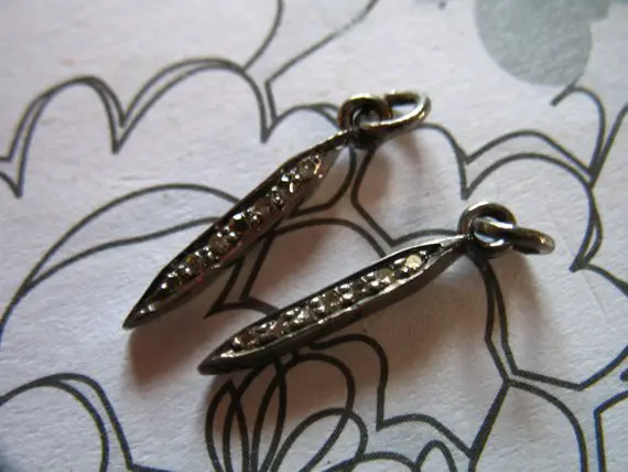 Diamond Sterling Silver Spike Pendant Charm, Small Diamond Spike Pendant, 21.5x2 Mm, Vintage Antique