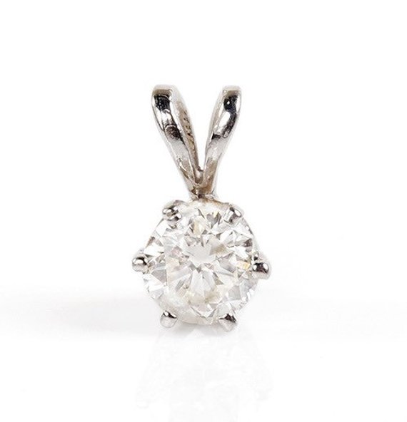 Diamond Pendant 0.30 Carats-white Gold Necklace 14k-art Deco Necklace-women Jewelry-for Her-anniversary Gift-graduation Present-halo Pendant