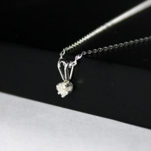 3mm White Rough Diamond Pendant Necklace in Sterling Silver – Natural Stone, Raw, Uncut – April Birthstone | Natural genuine Diamond pendants. Buy crystal jewelry, handmade handcrafted artisan jewelry for women.  Unique handmade gift ideas. #jewelry #beadedpendants #beadedjewelry #gift #shopping #handmadejewelry #fashion #style #product #pendants #affiliate #ad