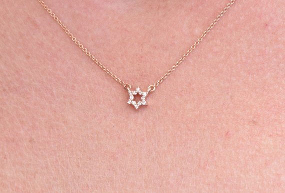 Diamond Pendant-custom Necklace -jewish Star-magen David-gold Choker-diamond Necklace-fashion Jewelry-delicate Necklace-for Her Gift