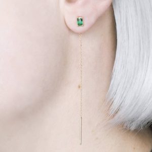 Emerald Threader Earring Sterling Silver Emerald Long Chain Threader Emerald Green Earrings Ear Thread Chain May Birthstone Earrings | Natural genuine Emerald earrings. Buy crystal jewelry, handmade handcrafted artisan jewelry for women.  Unique handmade gift ideas. #jewelry #beadedearrings #beadedjewelry #gift #shopping #handmadejewelry #fashion #style #product #earrings #affiliate #ad