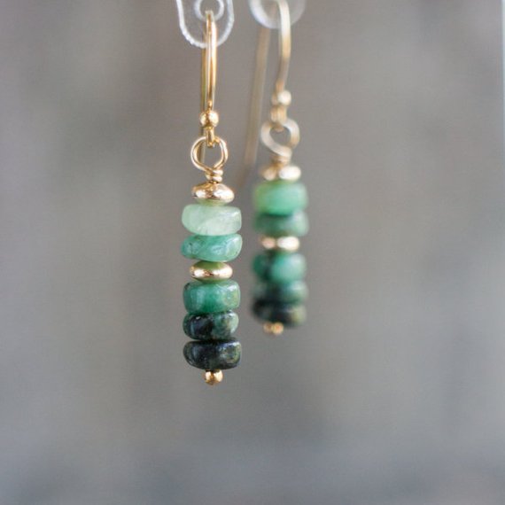 Raw Emerald Earrings, Emerald Crystal Earrings Dangle & Drop, Gifts For Her, Natural Emerald Jewelry, May Birthstone