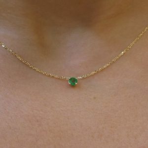 Shop Emerald Jewelry! Emerald Solitaire Necklace 0.25 ct / 14k Gold Emerald Necklace / Solid Gold Emerald Necklace / Dainty Emerald / Green Emerald Necklace /May | Natural genuine Emerald jewelry. Buy crystal jewelry, handmade handcrafted artisan jewelry for women.  Unique handmade gift ideas. #jewelry #beadedjewelry #beadedjewelry #gift #shopping #handmadejewelry #fashion #style #product #jewelry #affiliate #ad