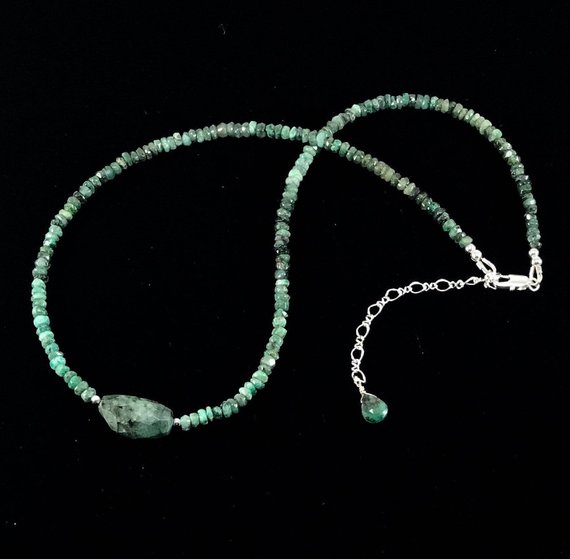 Emerald Gemstone Necklace/ Green/ Emerald/ Gemstone/ Necklace/ Spring/ Jewelry